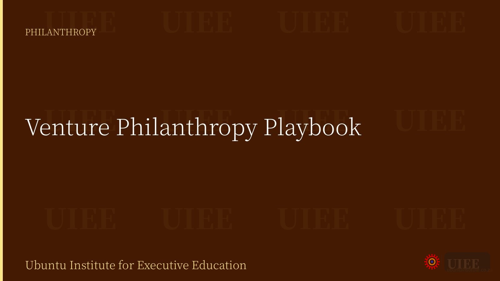 Venture Philanthropy Playbook